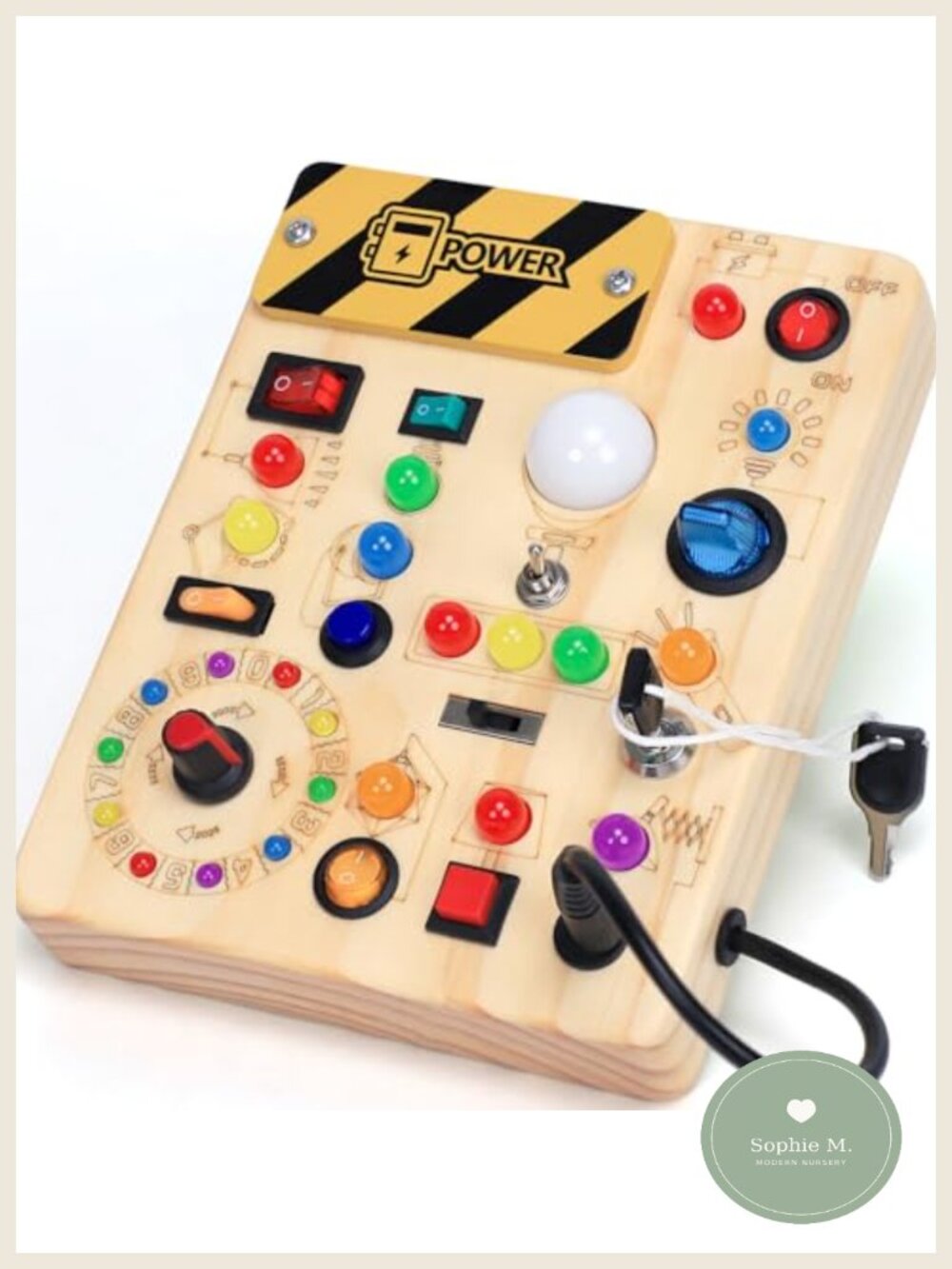 Montessori LED Busy Board Wooden Sensory Toy Toddler Travel Learn